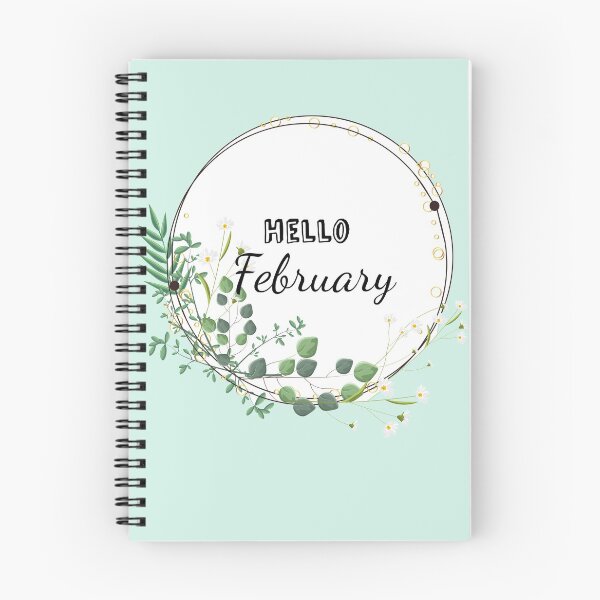 Item preview, Hello February! Monthly floral design for journals & planners designed and sold by Quills-Nest.