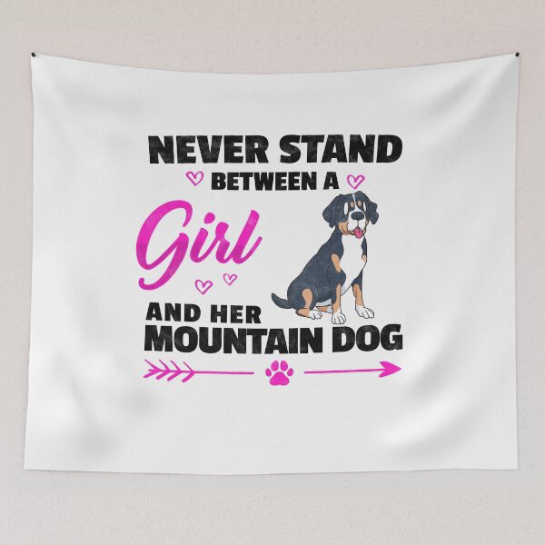 Item preview, Girl with swiss mountain dog farmer dog saying designed and sold by madgrfx.