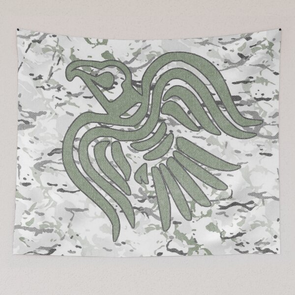 Item preview, Norse Raven Banner Morale patch In Snow Camo designed and sold by roberthamilton1.