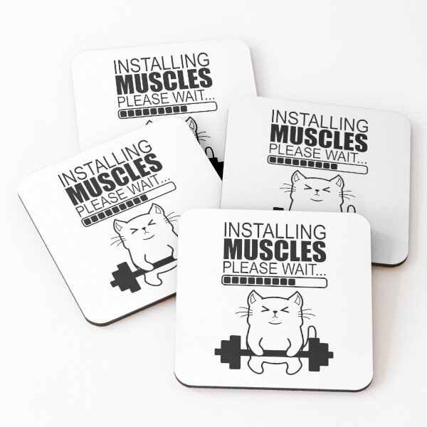 Item preview, Installing Muscles Please Wait - Funny Cat Gym Workout designed and sold by pawsomelove.