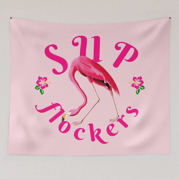 Item preview, Vintage Flamingo on Pink Funny Quote - Sup Flockers designed and sold by ChinStore.