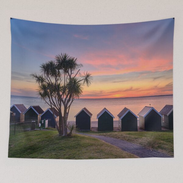 Item preview, Gurnard Beach Hut Sunset Isle Of Wight designed and sold by manateevoyager.