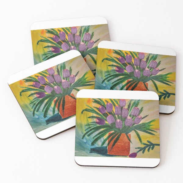 Item preview, Abstract purple tulips in vintage style  designed and sold by kkartwork.