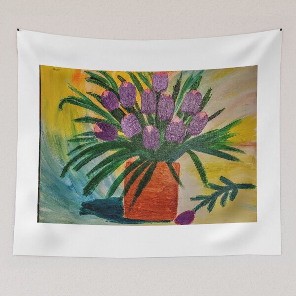 Item preview, Abstract purple tulips in vintage style  designed and sold by kkartwork.