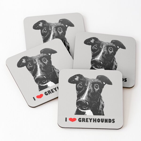 Item preview, I love Greyhounds linocut design designed and sold by Frog2aPrints.