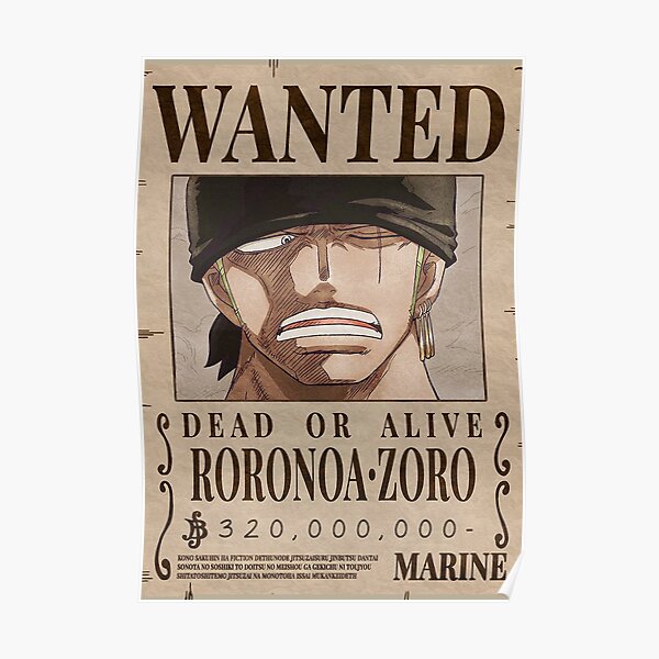 One piece - Zoro Wanted Poster Poster