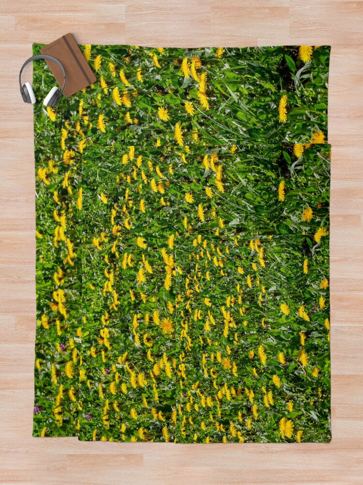 Alternate view of Yellow Dandelion Field Fine Art Photography Throw Blanket