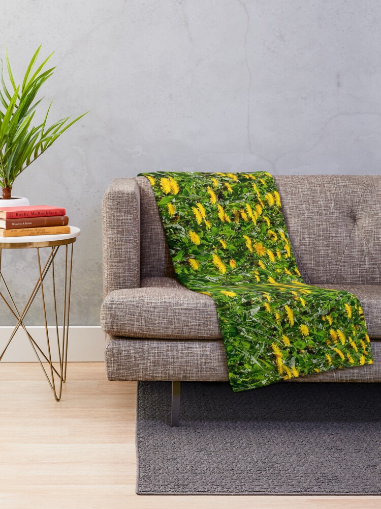 Alternate view of Yellow Dandelion Field Fine Art Photography Throw Blanket