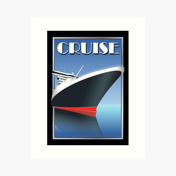 Cruise Boat Retro 80's Airbrush print Art Print