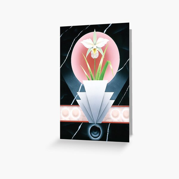 Art Deco Orchid flower Greeting Card