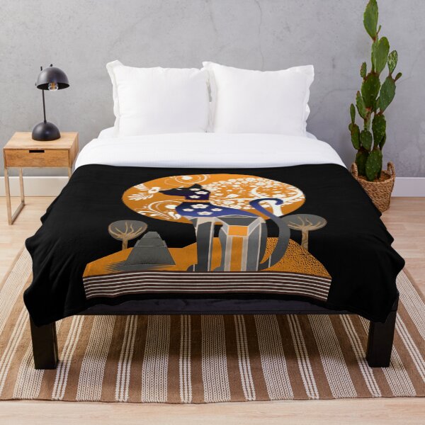 Item preview, Art Deco Black Cat with Moon and Pyramid designed and sold by Mircea Zahacinschi.