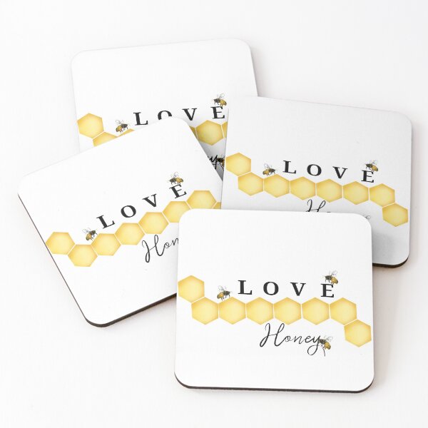 Item preview, Illustration of honey bees flying around honeycombs. Love honey lettering  designed and sold by AriadnaArt.