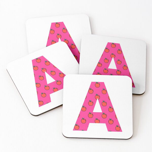 Item preview, Letter A in pink color with apple pattern designed and sold by VrajStudio.