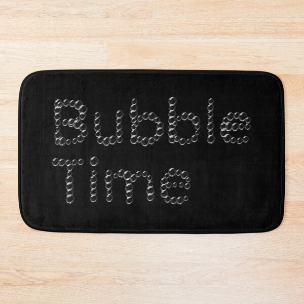 Item preview, Black with soap bubble text, Bubble time, shower curtain bath mat black and white designed and sold by 1DaisyChainLane.