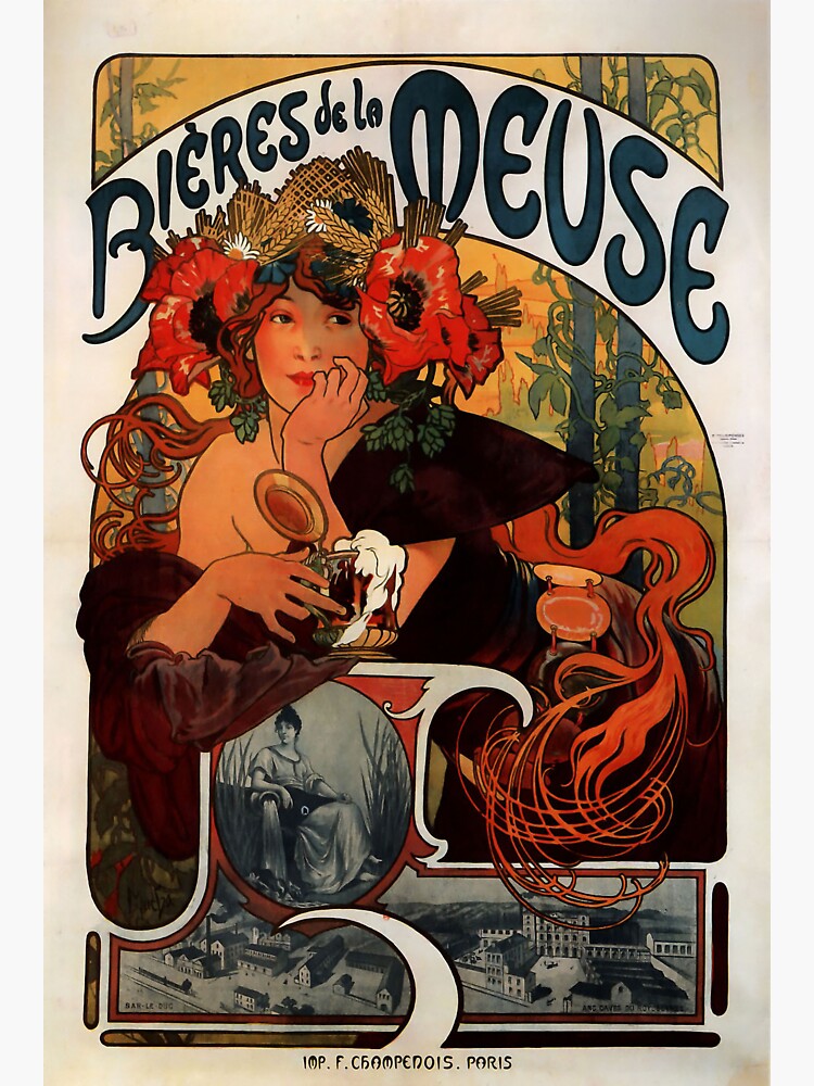 'Bieres de la Meuse' by Alphonse Mucha (Reproduction) by RozAbellera