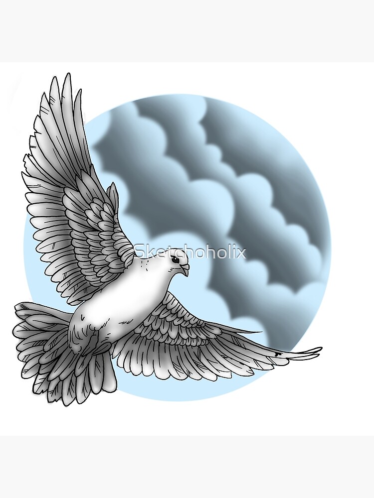 White Peace Dove Tattoo Design