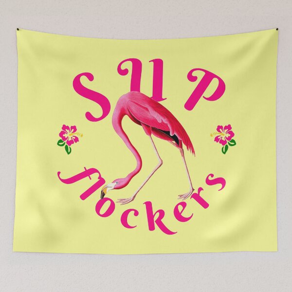 Item preview, Vintage Flamingo on Canary Yellow Funny Quote Sup Flockers designed and sold by ChinStore.