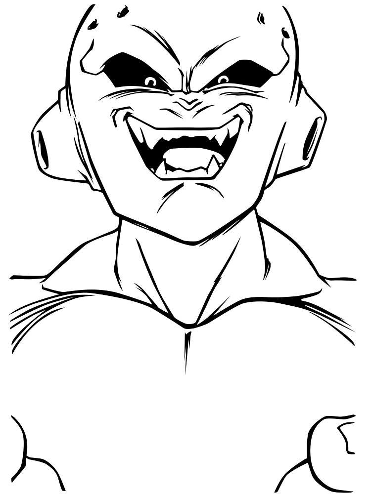 Dragon Ball Z Majin Buu Kid Buu Large Face Line Art Adult | Metal Print