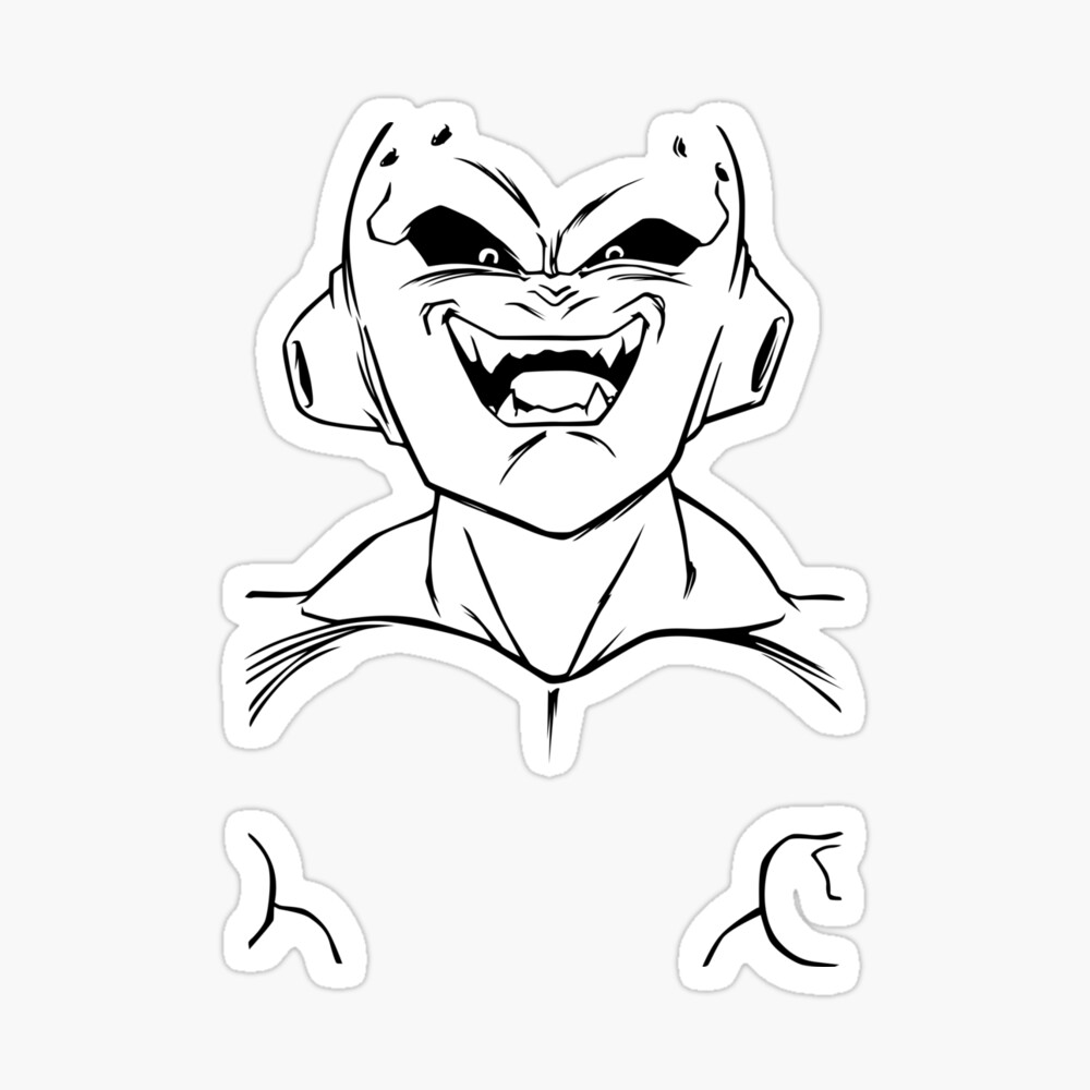 Free: Majin Buu LINE ART, Dragon Ball Majin Buu sketch transparent  background PNG clipart 