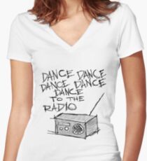 Dance to the radio Women's Fitted V-Neck T-Shirt