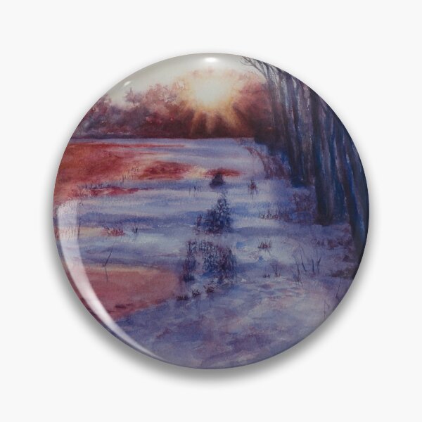 Item preview, January Sunset with purple clouds. Watercolour landscape -  designed and sold by Einar Aasen.