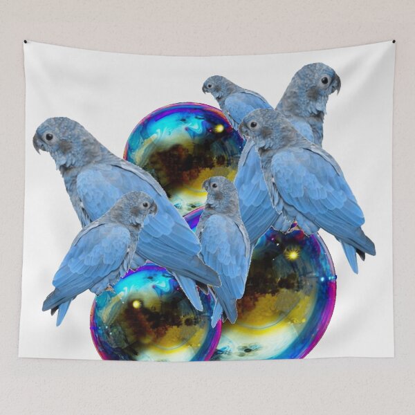 Item preview, ABSTRACTED BABY BLUE PARROTS WITH BLUE BALL DESIGN designed and sold by sharlesart.