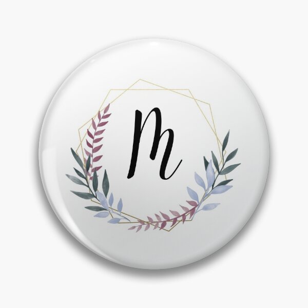 Item preview, Delicate gold frame monogram and colorful laurels letter M designed and sold by JustSeasons.