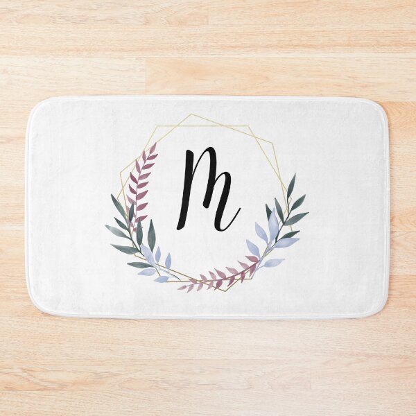 Item preview, Delicate gold frame monogram and colorful laurels letter M designed and sold by JustSeasons.