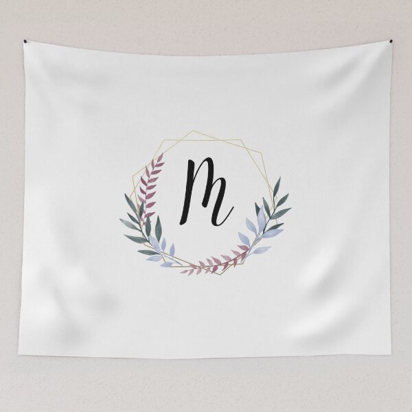 Item preview, Delicate gold frame monogram and colorful laurels letter M designed and sold by JustSeasons.