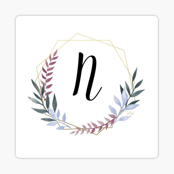 Monogram with blue leaves letter W Sticker by JustSeasons