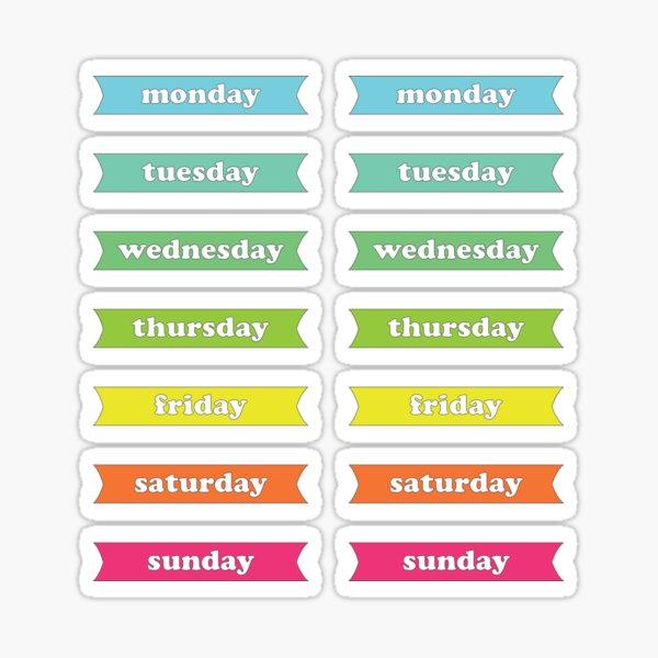 Colorful Rainbow Weekdays Planner Stickers Sticker