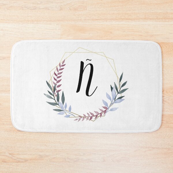 Item preview, Delicate gold frame monogram and colorful laurels letter Ñ designed and sold by JustSeasons.