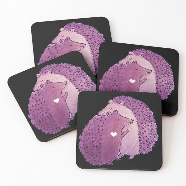 Item preview, Cute purple Hedgehogs hedgehugs Watercolor watercolour hedgehog love designed and sold by WatercolorFun.