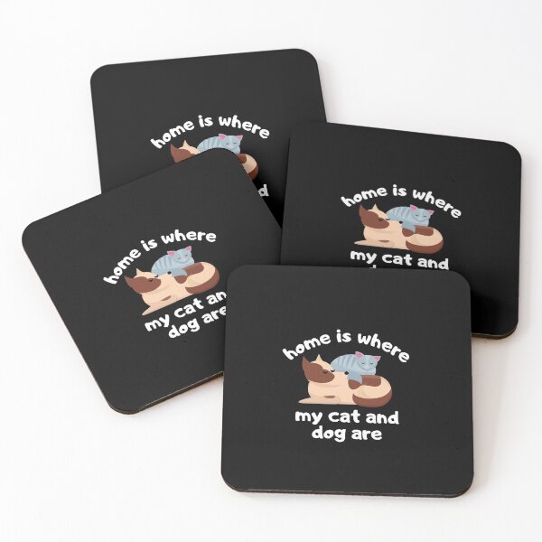Item preview, Home is where my cat and dog are - Cute cat and dog owner design designed and sold by Theleochick.