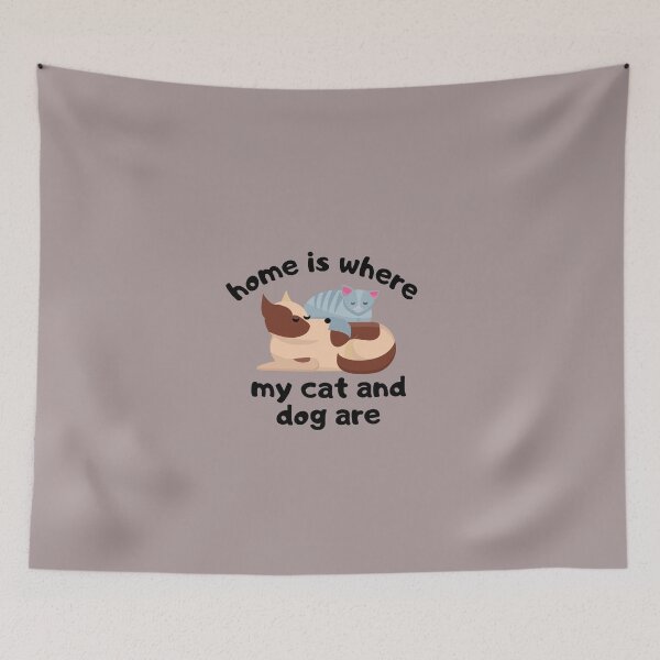 Item preview, Home is where my cat and dog are - Cute cat and dog owner design designed and sold by Theleochick.