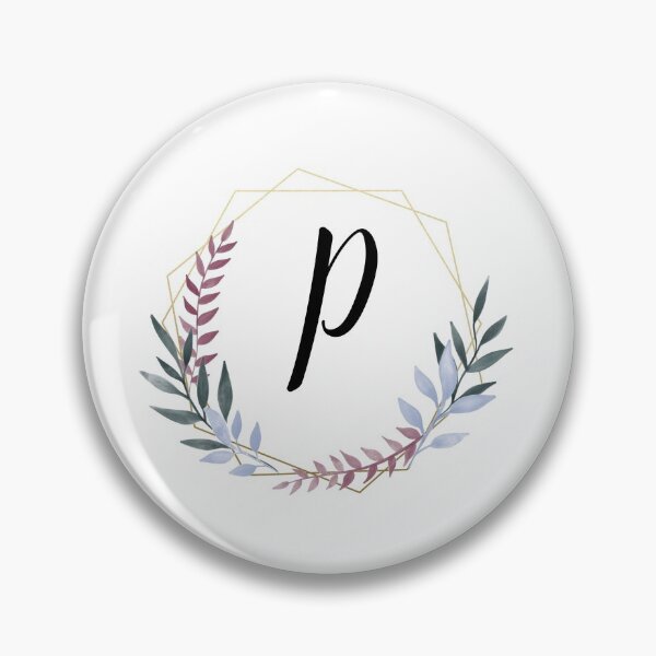 Item preview, Delicate gold frame monogram and colorful laurels letter P designed and sold by JustSeasons.