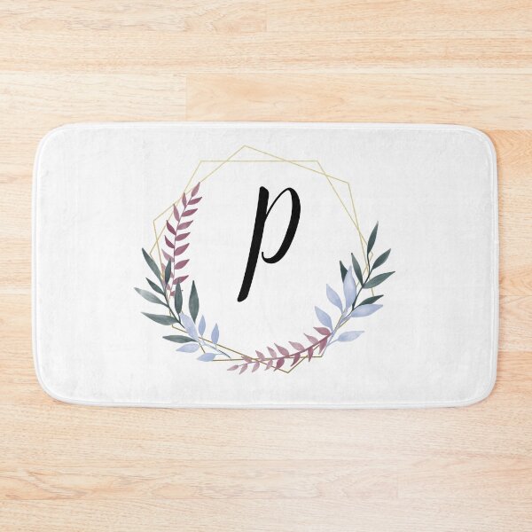 Item preview, Delicate gold frame monogram and colorful laurels letter P designed and sold by JustSeasons.