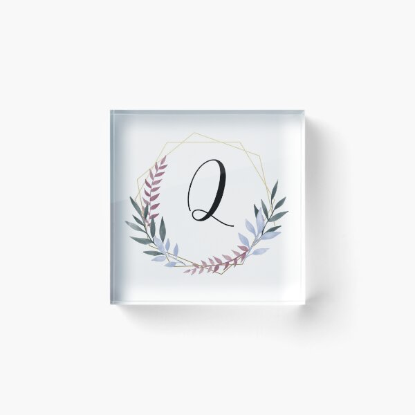 Item preview, Delicate gold frame monogram and colorful laurels letter Q designed and sold by JustSeasons.