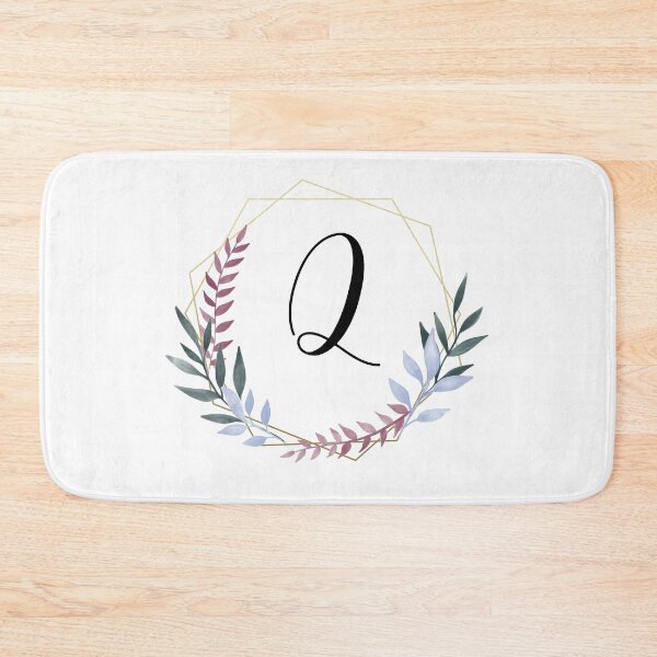 Item preview, Delicate gold frame monogram and colorful laurels letter Q designed and sold by JustSeasons.