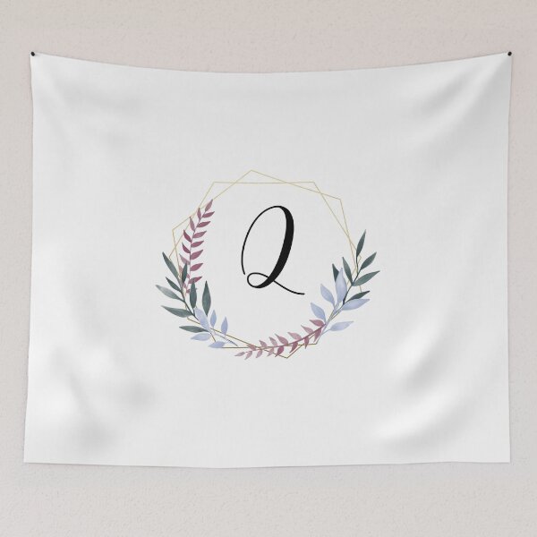 Item preview, Delicate gold frame monogram and colorful laurels letter Q designed and sold by JustSeasons.