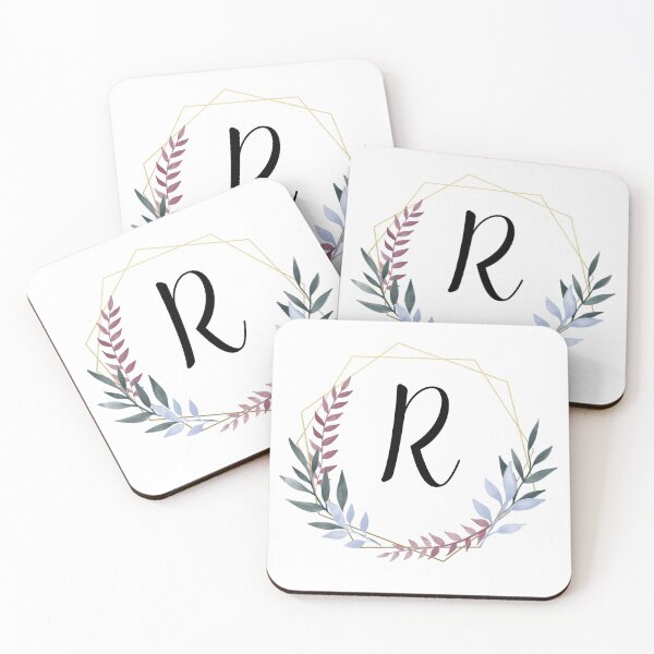 Item preview, Delicate gold frame monogram and colorful laurels letter R designed and sold by JustSeasons.