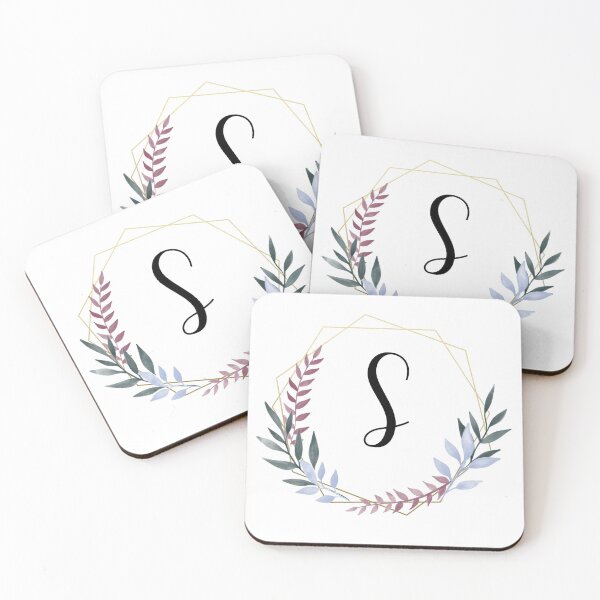 Item preview, Delicate gold frame monogram and colorful laurels letter S designed and sold by JustSeasons.