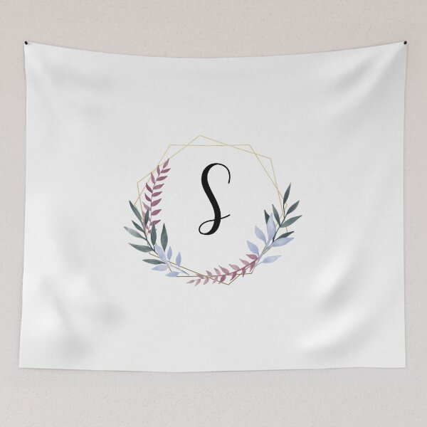 Item preview, Delicate gold frame monogram and colorful laurels letter S designed and sold by JustSeasons.