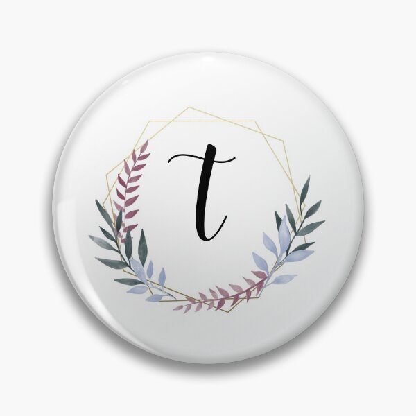 Item preview, Delicate gold frame monogram and colorful laurels letter T designed and sold by JustSeasons.