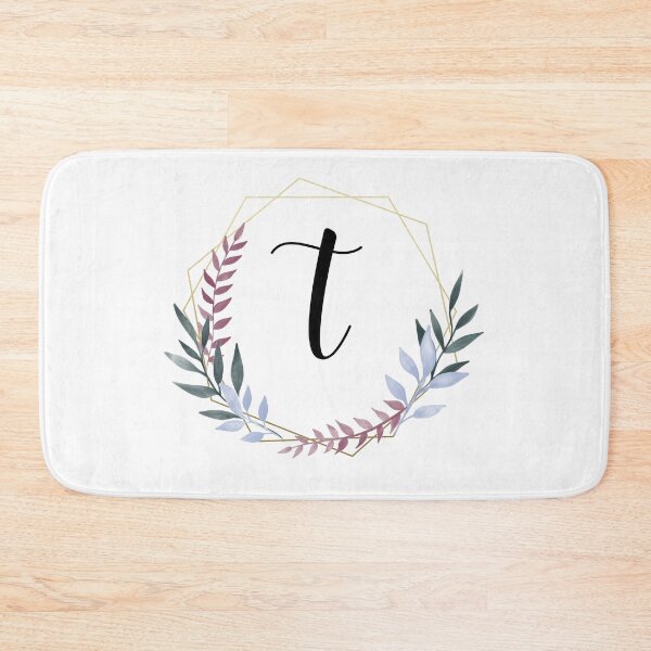 Item preview, Delicate gold frame monogram and colorful laurels letter T designed and sold by JustSeasons.