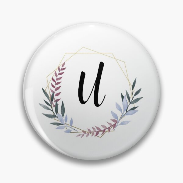 Item preview, Delicate gold frame monogram and colorful laurels letter U designed and sold by JustSeasons.