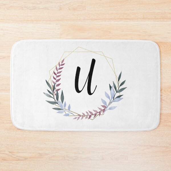 Item preview, Delicate gold frame monogram and colorful laurels letter U designed and sold by JustSeasons.