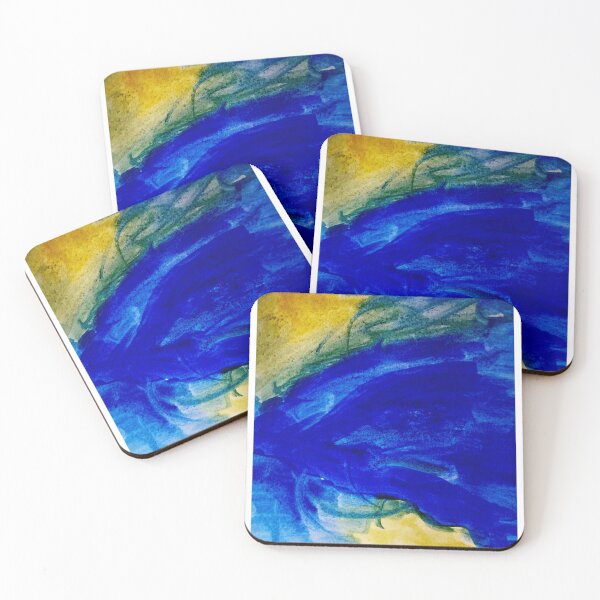 Item preview, Blue and yellow watercolor painting watercolour pattern designed and sold by WatercolorFun.