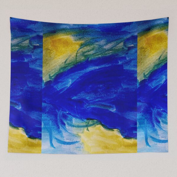 Item preview, Blue and yellow watercolor painting watercolour pattern designed and sold by WatercolorFun.