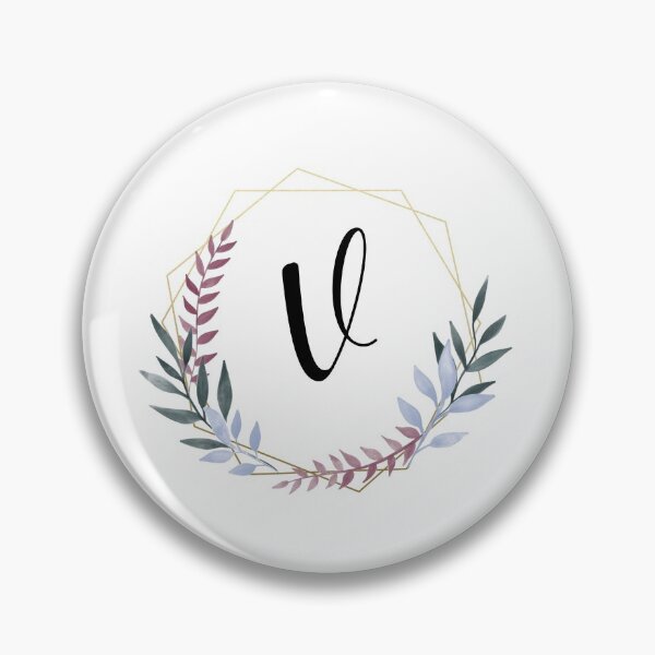 Item preview, Delicate gold frame monogram and colorful laurels letter V designed and sold by JustSeasons.